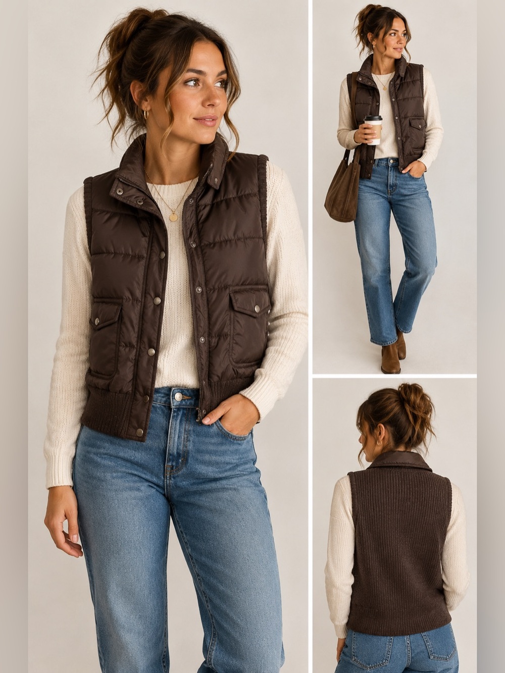 Reference Point Puffer Vest M Brown Quilted Utility Chorecore Gorpcore Layering